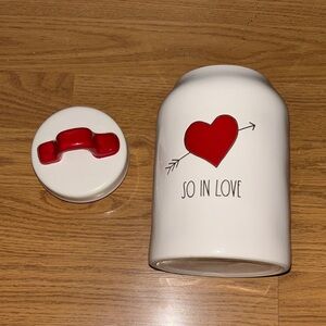 Rae Dunn by Magenta - So in love Ceramic Jar with Red Heart Design NWOT